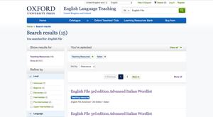 Screenshot of Oxford University Press: English Language Teaching as viewed on desktop